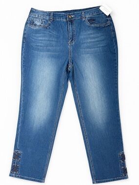 Christopher & Banks CJ Banks Jeans Size 12 NWT Lace Up Grommet Straight Leg